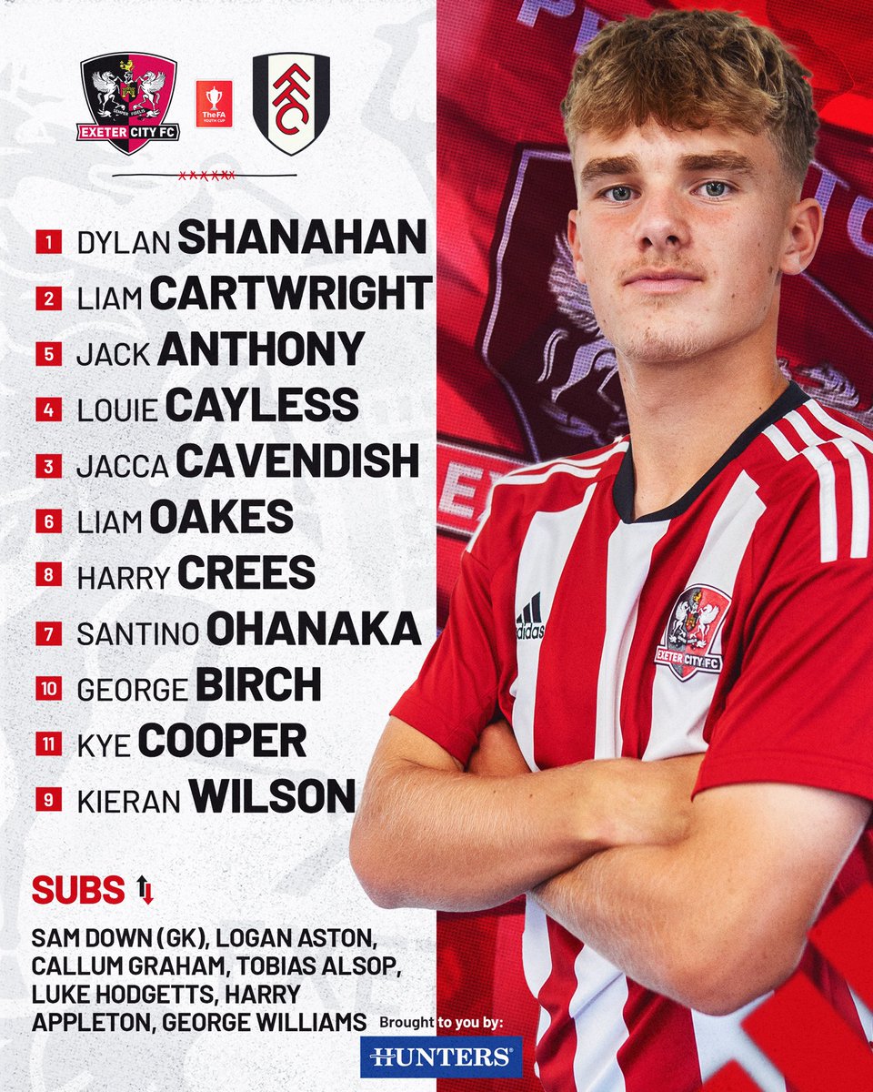 OfficialECFC's tweet photo. 📝 Team News: 🆚 @FulhamAcademy 

Here’s how the young Grecians will lineup for tonight’s FA Youth Cup fixture ⬇️

#ECFC #SemperFidelis https://t.co/ecz4Xjlcgt