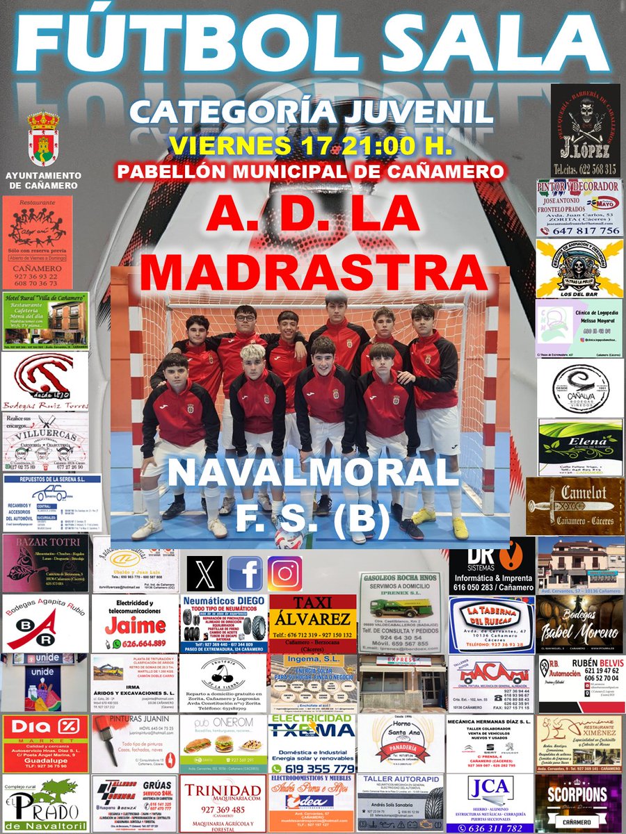⚽️ Jornada 8 ⚽️

🆚  @navalmoralfs 
📍 Pabellón municipal de Cañamero 
📆 Viernes 17 de Enero 
⏱️ 21:00 H

❤️ SOMOS EQUIPO 🤍