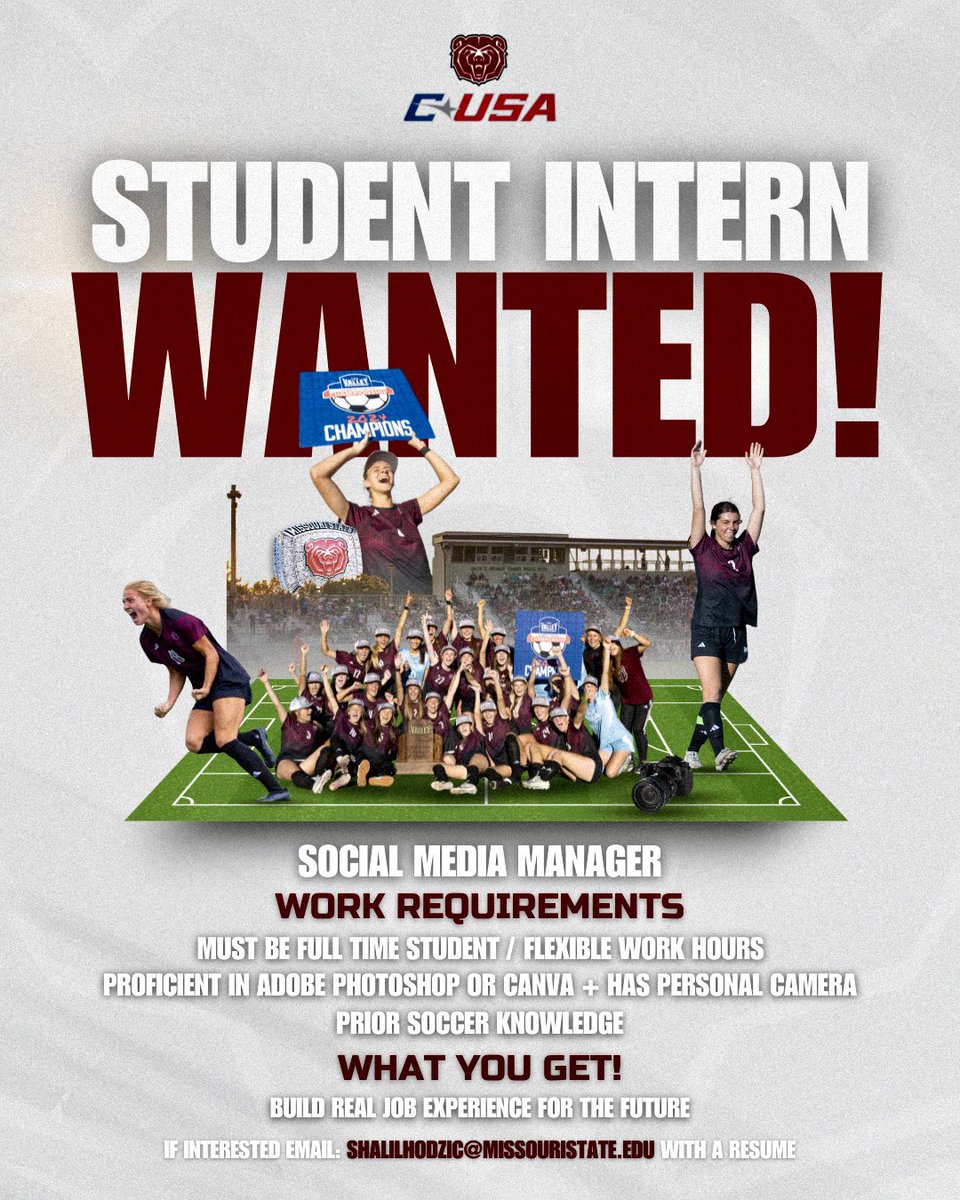 MoStateWSOC's tweet photo. Come be apart of something great!🤳🏼

We are actively searching for someone to take over &amp; help create content for our socials‼️Reach out with any questions.

#TEAMNELSON #C4 https://t.co/HEdQ2vS6kj