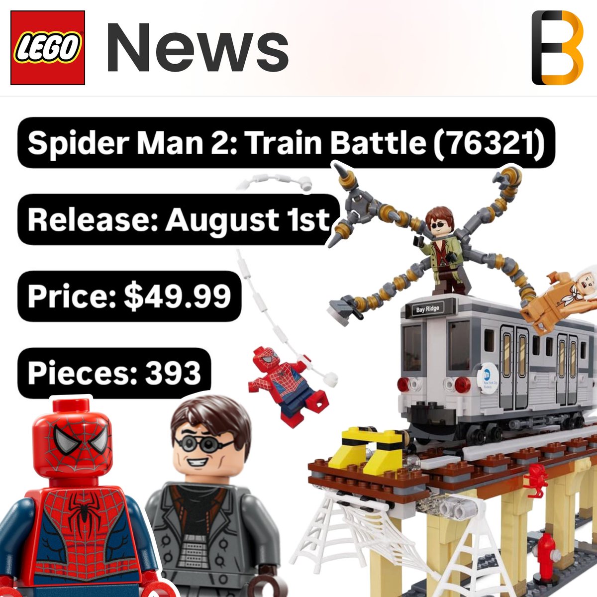 Falconbricks's tweet photo. New LEGO Spider Man 2 Train Battle set rumored for Summer 2025!

#legonews #legoleaks #lego #spiderman #marvel https://t.co/HFPeKpR1Po