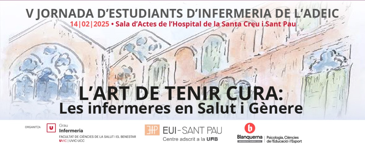 🗓 El 14 de Febrer, l'Escola Universitària d'Infermeria Sant Pau organitza la V Jornada d'estudiants d'infermeria de l'<a href="/ADEIC1/">ADEIC</a>. Moltes escoles participaran! Ens veiem al saló d'actes de l'<a href="/HospitalSantPau/">Sant Pau - Campus Salut Barcelona</a>?
👇
adeic.org/jornada/

<a href="/EuiSantPau/">EUI-Sant Pau</a>
<a href="/BlanquernaFCS/">Blanquerna FCS</a>
<a href="/uvic_ucc/">UVic-UCC</a> 
<a href="/ADEIC1/">ADEIC</a>