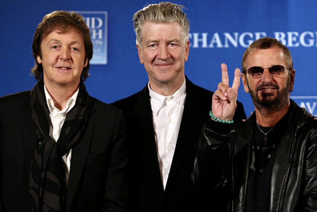 Incredibly sad to hear of the passing of David Lynch, seen here with Paul and Ringo at the press conference for the David Lynch Foundation "Change Begins Within" at Radio City Music Hall on April 3, 2009 in New York City.