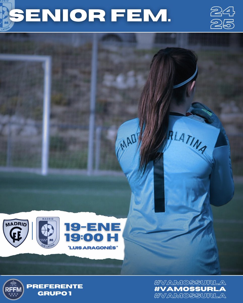 madridsurlatina's tweet photo. 📆 SENIOR FEMEMINO

Gran temporada como terceras de las chicas de Andrés y Dani. Este domingo visitarán al @MCFFcantera . ¡Suerte equipo!

📆 Domingo 19 de enero
🏟️ “Pvo. Luis Aragonés”
⌚️19:00 h.

#vamossurla⚫️⚫️ https://t.co/5eG1KiVj2c