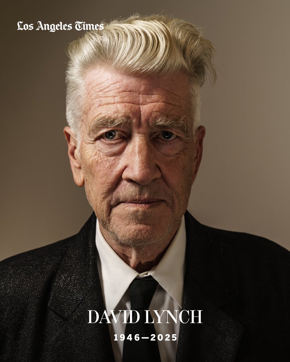 latimes's tweet photo. David Lynch, the surrealist artist behind such film and TV works as “Mulholland Drive” and “Twin Peaks,” has died. He was 78. https://t.co/XxbyFOHLRc https://t.co/ZHEdPRi98d