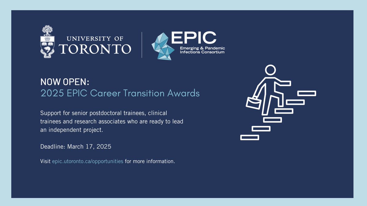 UofTEPIC's tweet photo. @UofTEPIC is excited to announce the launch of the Career Transitions Awards and Convergence Postdoctoral Awards. These awards are for senior trainees looking to start their independent research or involved in cross-disciplinary research. Know more at: https://t.co/e6k8bvZbHy https://t.co/DoQLtBvTl7