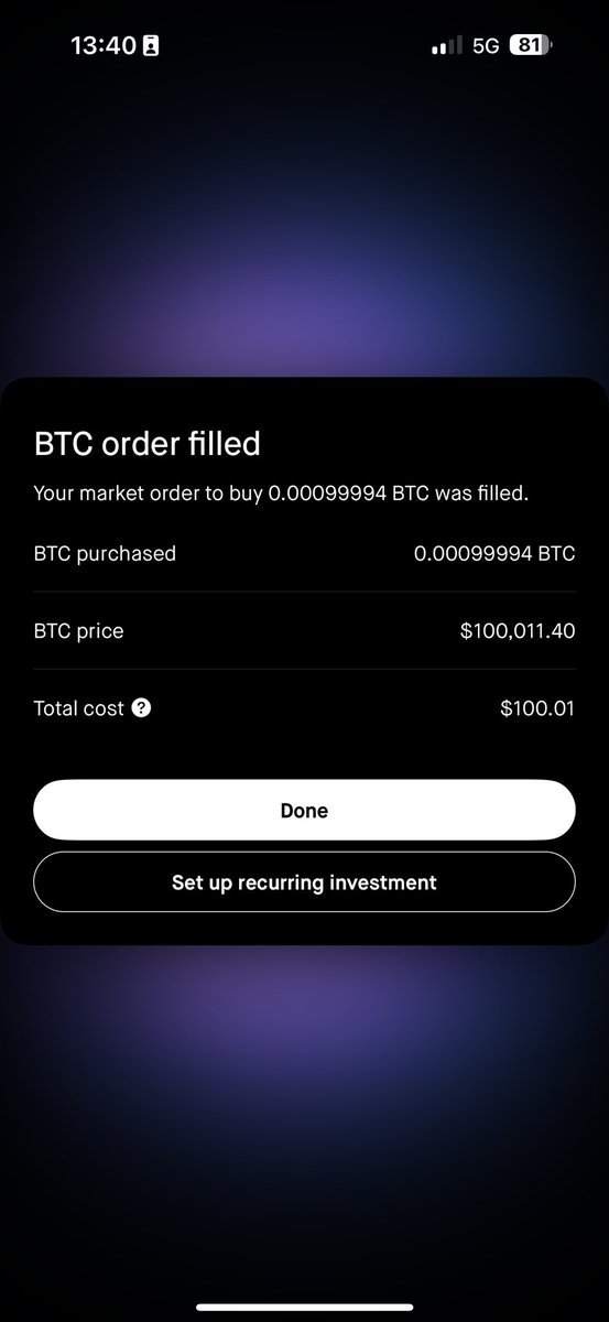 Bought $100 of $BTC. Who wants to match me?
