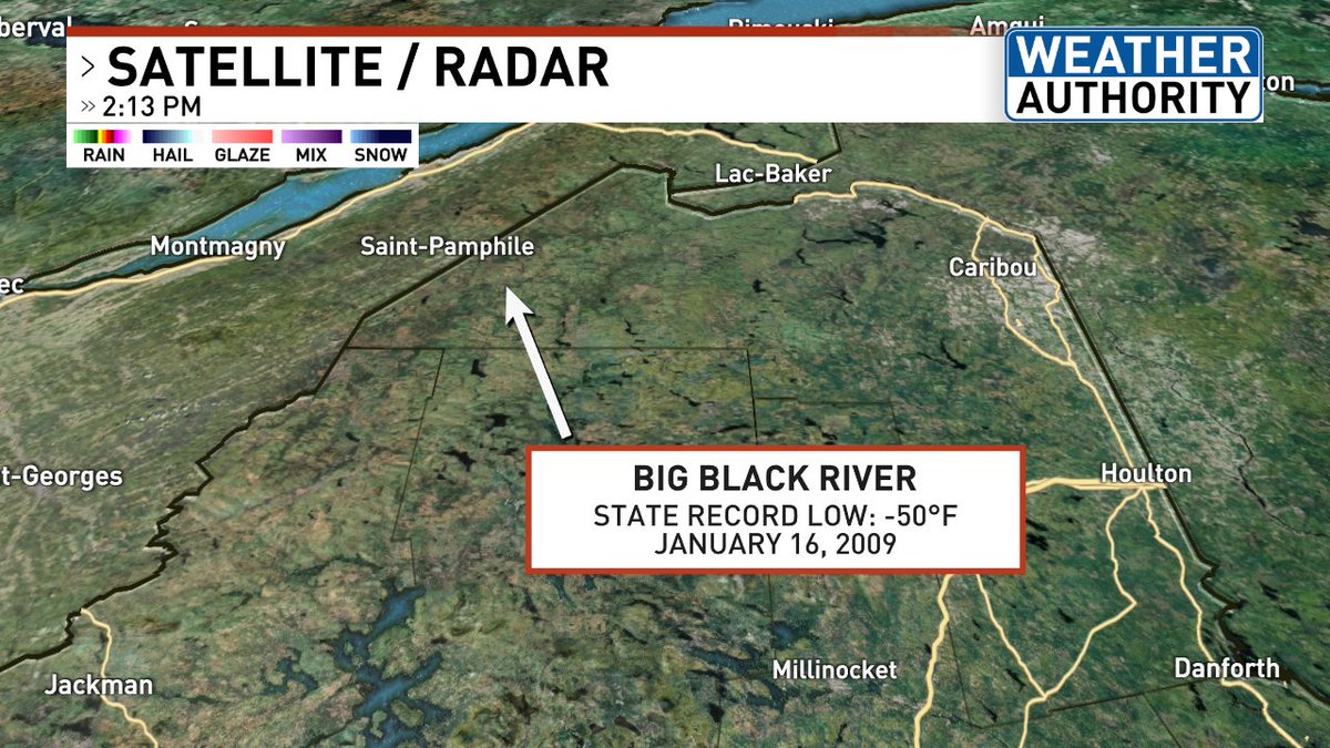 EmilyWGME's tweet image. ON THIS DAY...

A river gauge along the Big Black River recorded a minimum temperature of -50 degrees on January 16, 2009. This would become the new state record in Maine for the lowest minimum temperature.

#mewx #maine #staterecord