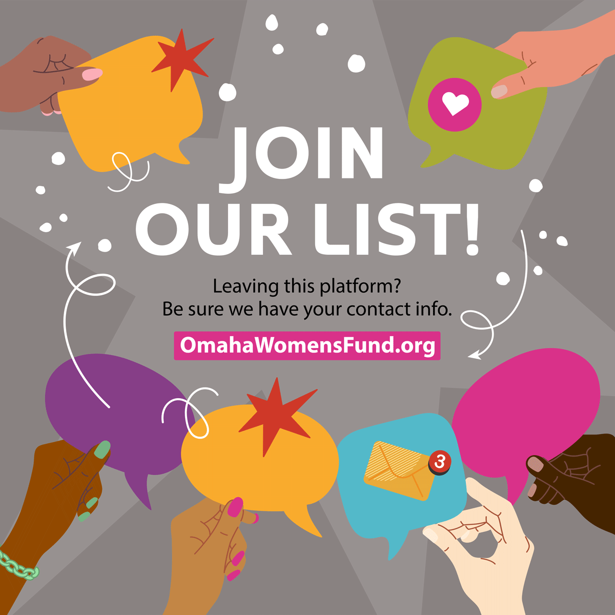 OmahaWomensFund's tweet photo. Considering leaving here? We get it and have been tempted ourselves. For now, we're staying and for always, we're committed to these communities we've built with you. If you are leaving, we'd love to stay connected! 

📧Sign up for our emails today: https://t.co/kIso40qPgp https://t.co/oyhTgMuw2F