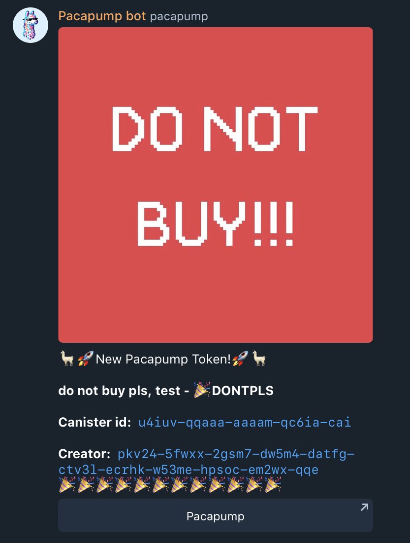 #ICP our new PacaPump announcement bot is now live in telegram!

If you want to be the first one to catch launches make sure you are in our telegram!