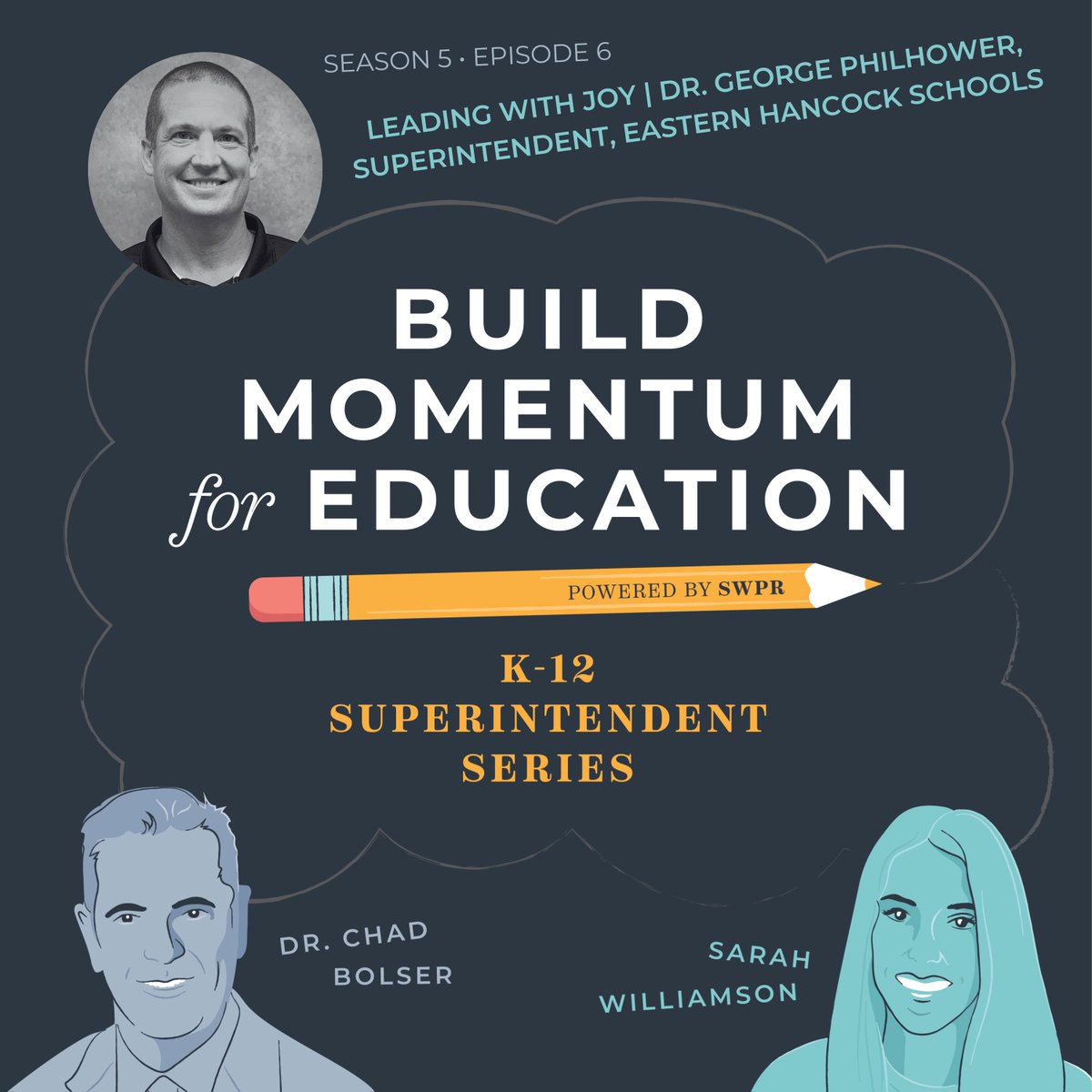 swpr_group's tweet photo. Our #podcast co-hosts Sarah Williamson and Chad Bolser asked down-to-earth #superintendent Dr. George Philhower about a wide range of topics during the new episode of #BuildMomentum for #Education. Listen to learn why we’re big fans of this #K12 #leader. https://t.co/WvUvN8rWPV https://t.co/Zkaq68qUtv