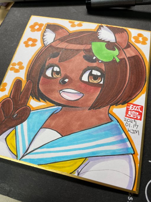 たぬ小色紙描いたよ 