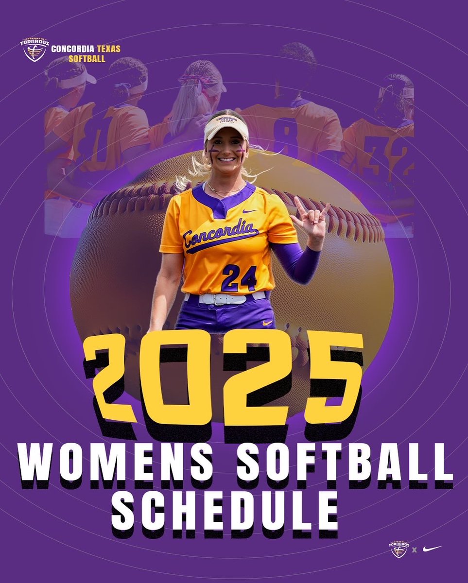 CTXAthletics's tweet photo. 🔥 The wait is OVER! 🔥

Hey Concordia Softball fans! 🥎✨ The 2025 schedule is finally HERE‼️

📆 Mark your calendars😤💥

🗣️ Tag your squad, grab your gear, and get ready to MAKE SOME NOISE. The journey to greatness starts NOW! 🚀💫

#TornadoNation https://t.co/nir3WoexpY