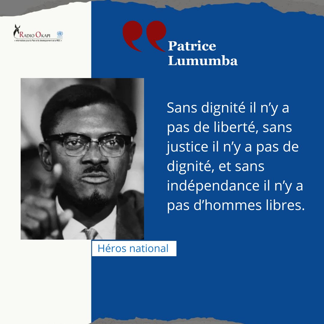 radiookapi's tweet photo. 🚨Patrice Lumumba est considéré comme le père de l’indépendance de la RDC 🇨🇩 pour sa lutte contre la colonisation et son engagement pour la liberté.
Nationaliste, ce fils de la RDC prônait l’unité du pays.
6⃣4⃣ ans après son assassinat, quelles leçons tirez-vous de son combat❓ https://t.co/rMoXAmjb6k
