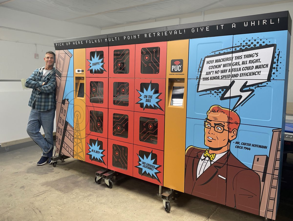 LakeshoreEx's tweet photo. Our in-house #tradeshowgraphics provider, Chi-Town Graphics, fully wrapped in digitally printed adhesive vinyl a "PUC" (Pick Up Cabinet) food locker, one of @middlebycooking 's latest innovations in food service automation, for @NRFnews Retails' Big Show! #ExperienceLakeshore https://t.co/f2YmQTKIJd