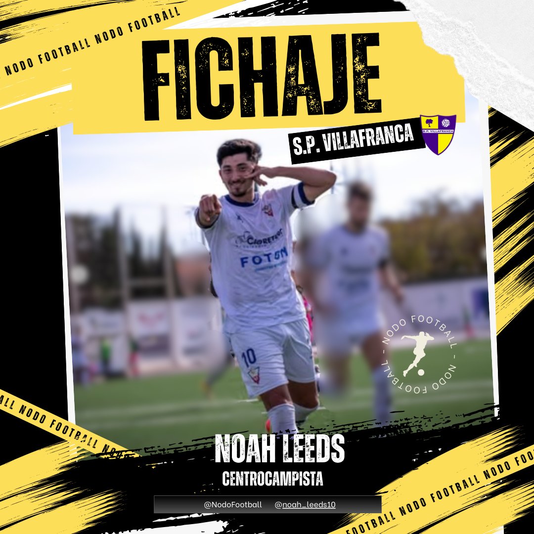 NodoFootball's tweet photo. 🔥 Desde NODO Football, nos llena de orgullo anunciar el fichaje de @noahleeds10, que se une al @SPV_OFICIAL. 💪💛💙

Noah destaca por su calidad en el campo y polivalencia.🙌

¡Enhorabuena, Noah!

 #BalonesAl10 #BienvenidoNoah #SPVillafranca https://t.co/bfEUgAOnF7