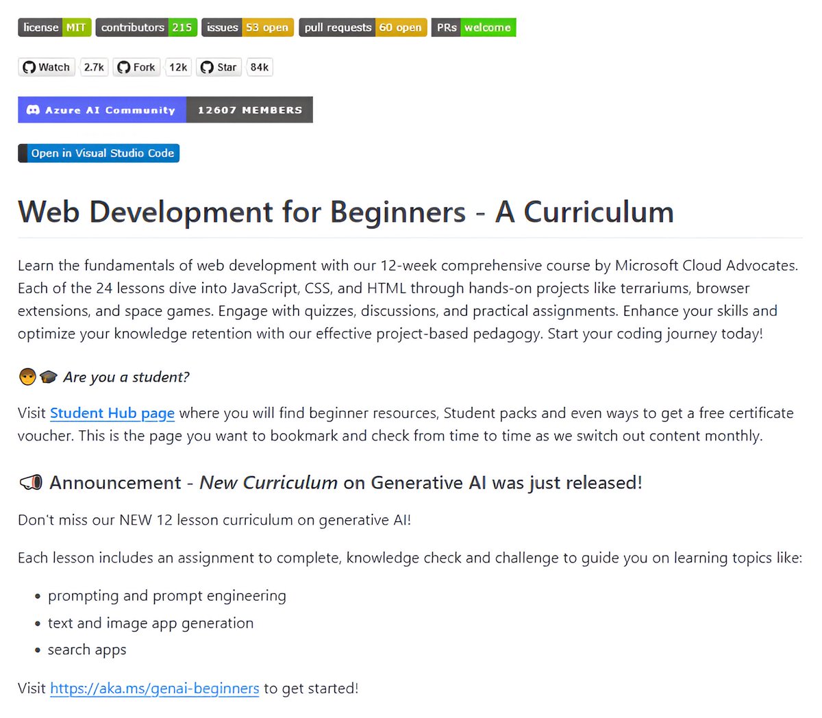 Abhishekcur's tweet image. Web Development for Beginners
-12-week comprehensive course by Microsoft
- Great GitHub repo by Microsoft 
- week-by-week 
- topic-by-topic
