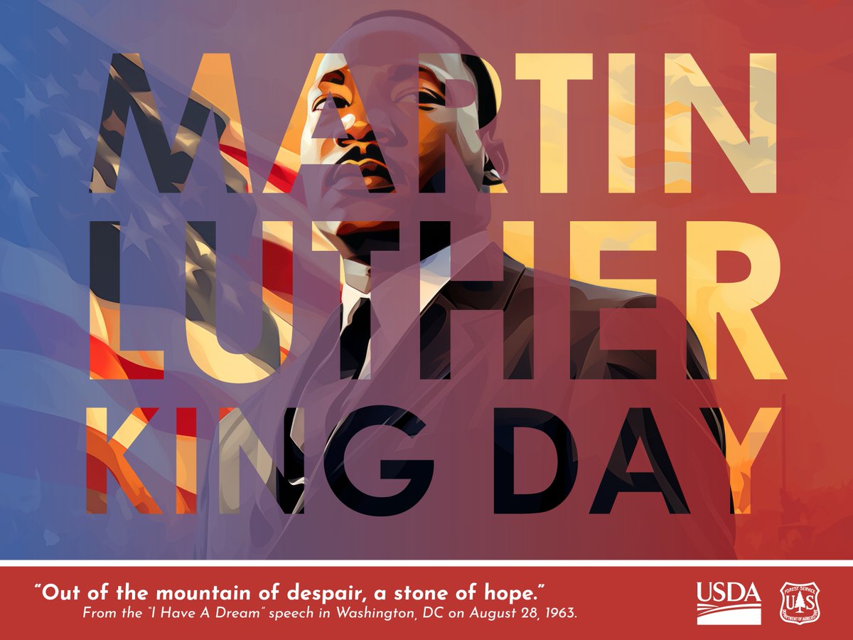 CRGNSA's tweet photo. Our office is closed today, 1/20/25, in honor of Martin Luther King Jr Day.
The Forest Service is always striving to cultivate an organization comprised of diverse backgrounds, cultures, experiences, and ways of thinking that reflect our core values and the communities we serve. https://t.co/4TovC3S8dO