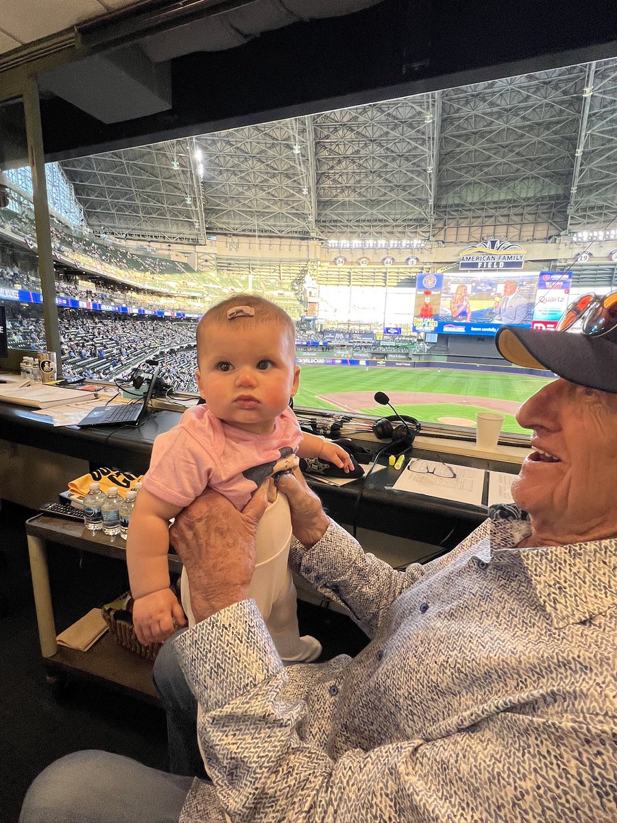 MikeAttanasio's tweet photo. An immeasurable loss for the Brewers family and for mine. Ueck was a constant source of joy, laughter and love throughout the 20 years since we met. He had the supernatural ability to make the mundane sound fascinating (see video). The term ‘GOAT’ is thrown around a lot, but he truly was the greatest of all time on the mic and one of the greatest people of all time off it. I’ll never forget how proud I was to introduce him to my daughter - he was adamant about spending time with her before what ended up being the last game he ever called. The way he lit up when he held her despite how difficult a time he was having will always stick with me. I’ll always remember the bond he had with my late grandfather, the constant stream of jokes they cracked together. He was one of my dad’s best friends. He always made fun of my mom for how nervous she’d get during games, but he made her laugh about it, which always calmed her down. His ability to connect with all people of all ages was so unique and special. There will never be another Ueck.