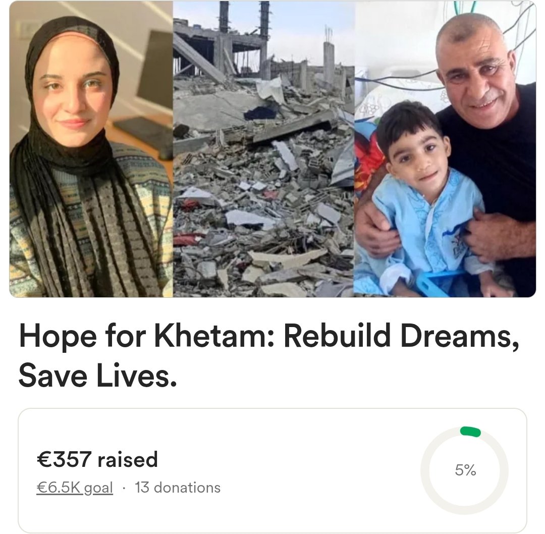 Shadi_ed99's tweet photo. Khetam hasn't received any support in days and her campaign is still at the beginning. Please help her reach 400 € today!
Before the war, Khetam was a very talented student who graduated with honors and dreamed of becoming a doctor to help others. Can you help her survive and achieve this dream?