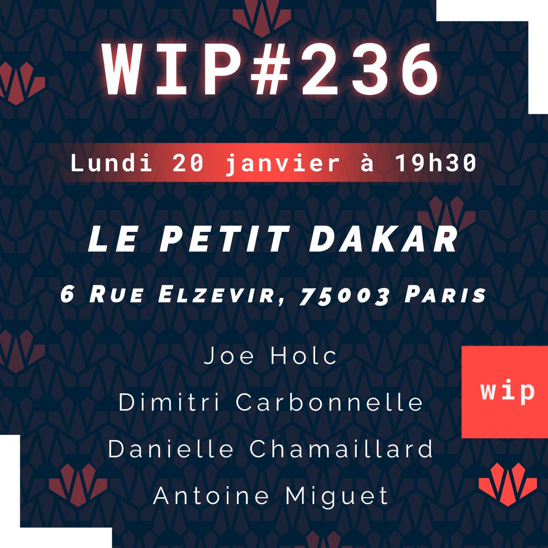 agencewip's tweet photo. #alertetalents :4auteurs viennent nous lire les extraits de la #litterature en #workinprogress le lundi 20/01 : #joeholc,#dimitricarbonnelle,#daniellechamaillard, #antoinemiguet -cc @jeannieraymond,@elizaza6, @soniarolley, @BeauchefVictor, @KarimMiske, @Jachonov, @KarthalaEdition https://t.co/djm1mUwYC5