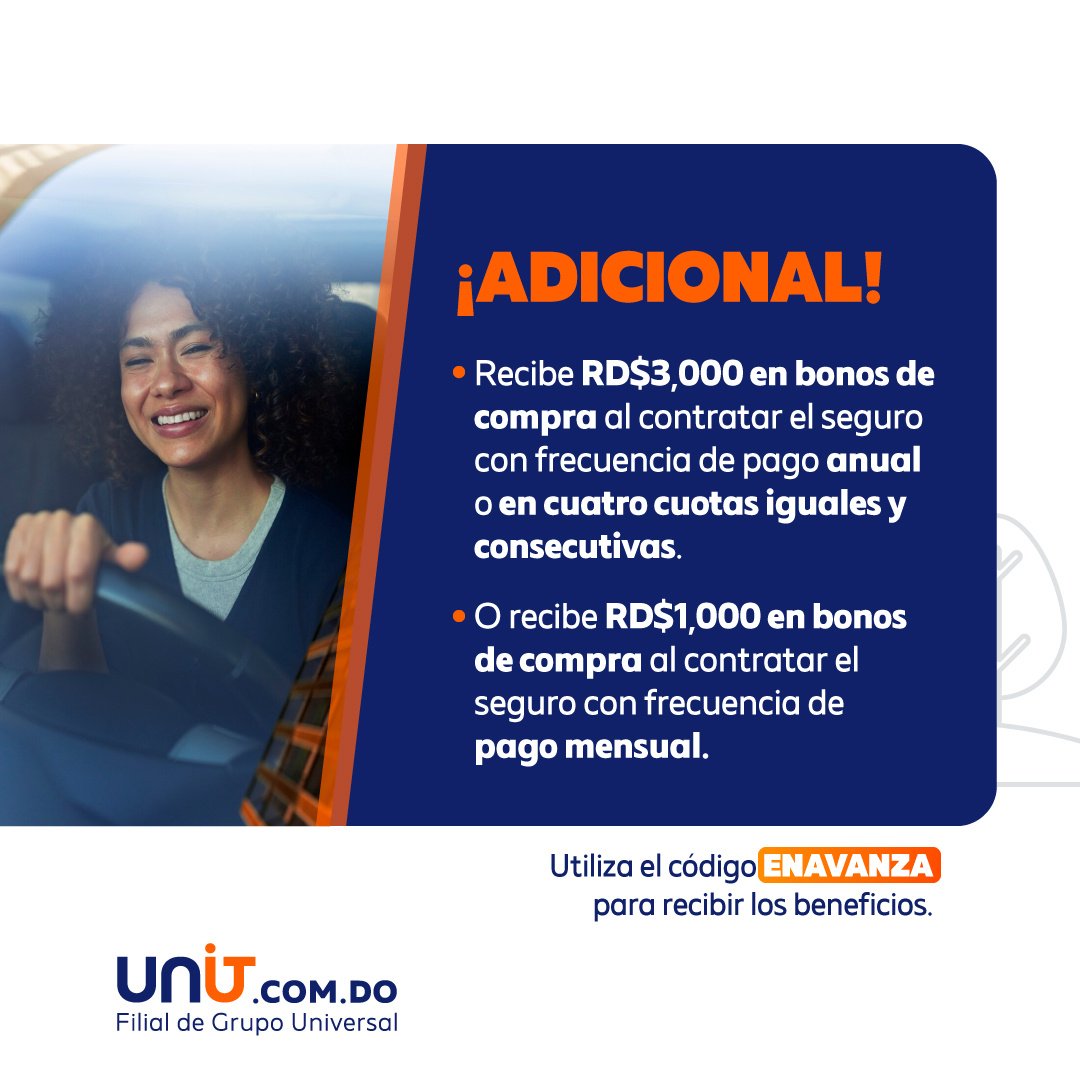 ¡Empieza el año moviéndote sin preocupaciones 😎✨!

Contamos con seguros de auto que se adaptan perfectamente a tus necesidades y ahora ¡con ofertas irresistibles 🕺🚗!

Contrata utilizando el código ENAVANZA y recibe todos los beneficios que tenemos para ti ✨🛡️🚗.