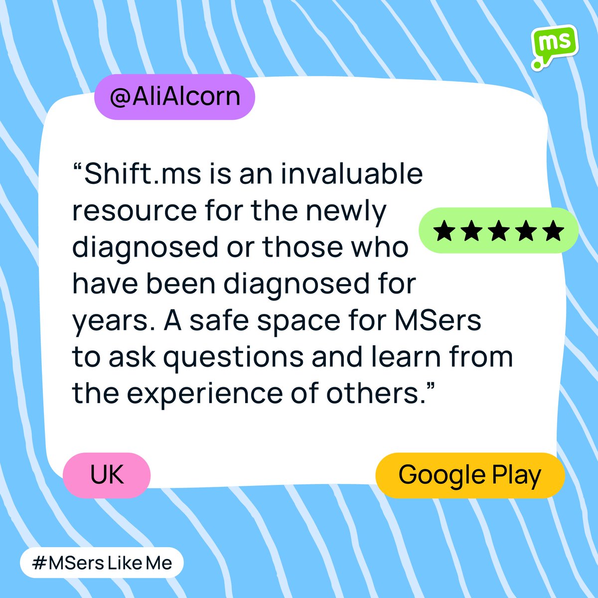 shiftms's tweet photo. We're not one for tooting our own horn, but we think our app is pretty cool. If you're not interested in hearing our (slightly biased) opinion, our community have something to say about finding #MSersLikeMe. Swipe to see why the proof is in the pudding 👉 

#MS #MultipleSclerosis https://t.co/hpD1jofqOA