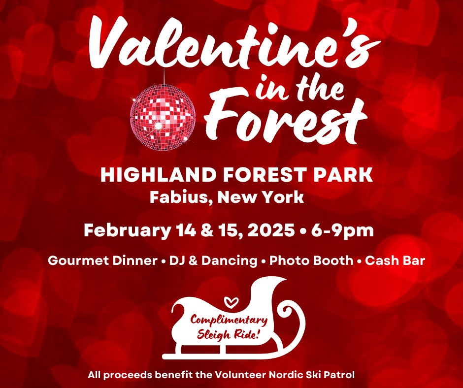 Tickets are now available for one of CNY's most unique events, Valentine's in the Forest! Celebrate love with a gourmet dinner, catered by White Linen Hospitality, DJ,  photo booth &amp; sleigh ride through the woods! Tix: bullandbearroadhouse.com/merch #onondagacounty #ValentinesDay