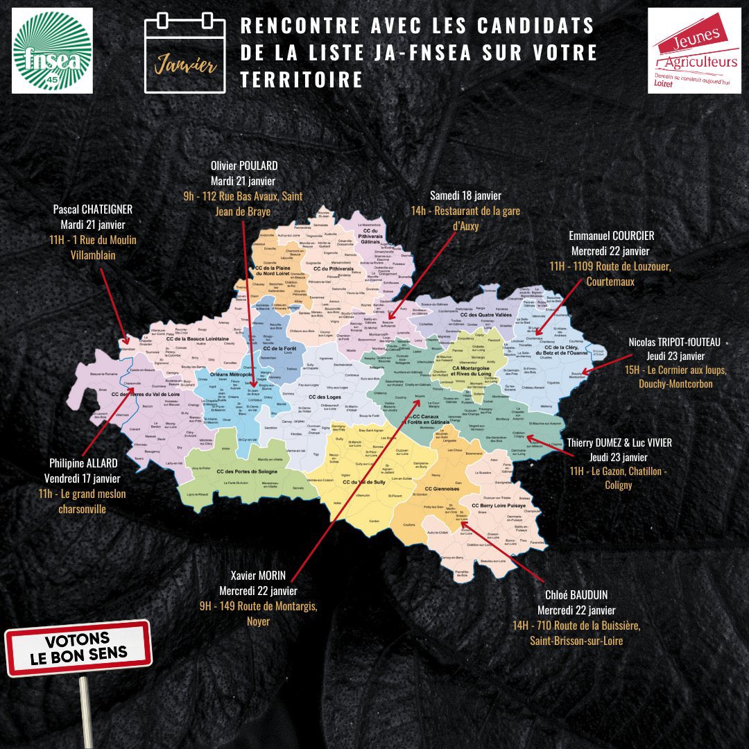 MerySebastien's tweet photo. 🟢🔴 @JALoiret &amp; @fnsea45 en meeting  #ECA  #Loiret à #Sigloy 

Proximité, engagement, échanges : c’est tout notre ADN. Rejoignez-nous lors des prochains rendez-vous !

Ensemble, donnons un avenir à notre #agriculture. Votez pour la liste « Ensemble, nous sommes l’Agriculture ». https://t.co/1vs4G5gaEX