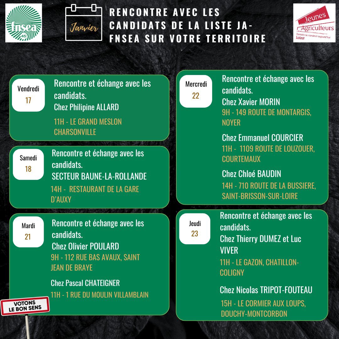MerySebastien's tweet photo. 🟢🔴 @JALoiret &amp; @fnsea45 en meeting  #ECA  #Loiret à #Sigloy 

Proximité, engagement, échanges : c’est tout notre ADN. Rejoignez-nous lors des prochains rendez-vous !

Ensemble, donnons un avenir à notre #agriculture. Votez pour la liste « Ensemble, nous sommes l’Agriculture ». https://t.co/1vs4G5gaEX