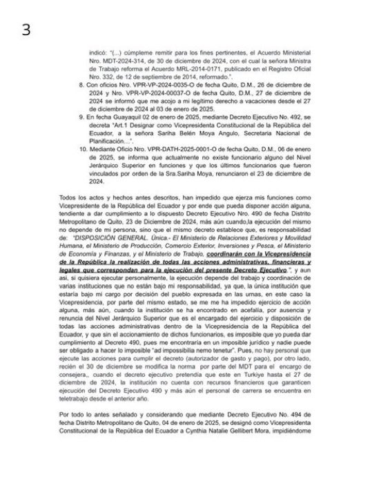 ecuainm_oficial's tweet photo. ‼️#URGENTE
Vicepresidenta @veroniabad denuncia que se le sigue negando el acceso a mi despacho en Vicepresidencia, pese a la sentencia escrita de jueza Nubia Vera y haber notificado a las diferentes instituciones públicas. Además, explica que Ivonne Núñez, ministra de Trabajo, dispuso a los servidores públicos de Vicepresidencia trabajar de manera telemática. Finalmente, indica “esperan que cumpla con las funciones asignadas por el Decreto #490, una contradicción (ándate pero no puedes); así que he tenido que consultar desde mi correo personal a la secretaria Cynthia Gellibert, me explique: ¿qué acciones se han realizado desde la Vicepresidencia para cumplir esta inconstitucional y discriminatoria disposición? Y no tengo respuesta hasta hoy”.