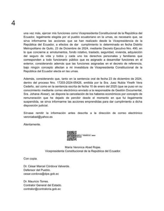 ‼️#URGENTE
Vicepresidenta <a href="/veroniabad/">Verónica Abad</a> denuncia que se le sigue negando el acceso a mi despacho en Vicepresidencia, pese a la sentencia escrita de jueza Nubia Vera y haber notificado a las diferentes instituciones públicas. Además, explica que Ivonne Núñez, ministra de Trabajo,