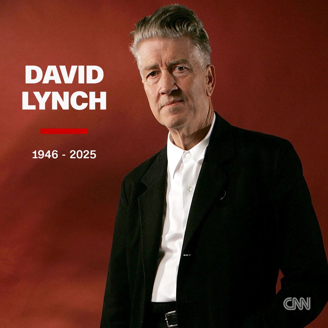 cnni's tweet photo. David Lynch has died at 78. The influential director was known for his unique and surrealistic films and TV shows including "Blue Velvet" and "Twin Peaks." https://t.co/fl9hwtmjEk https://t.co/2xcbFCvCHA