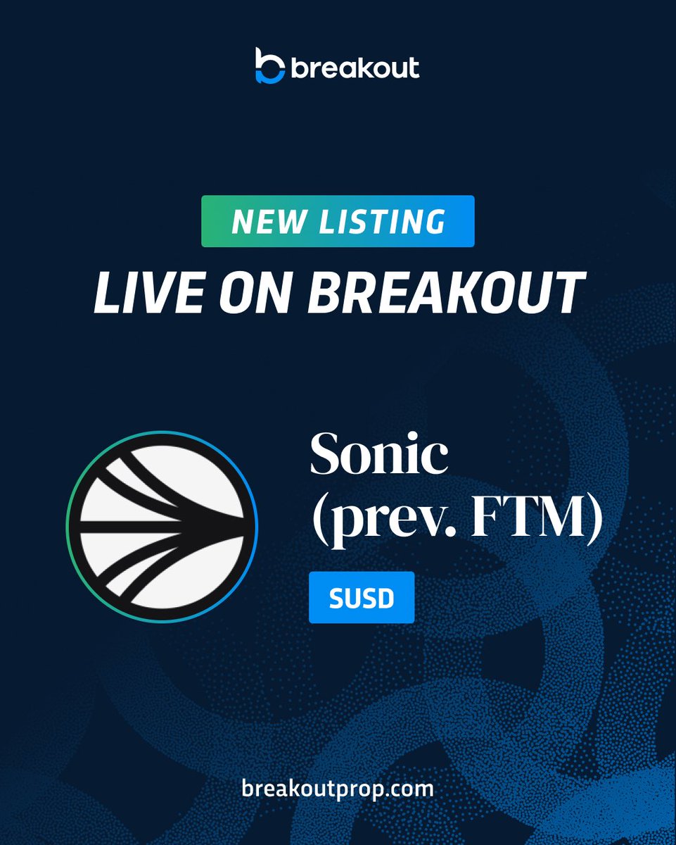 NEW LISTING 🚨 Sonic (previously $FTM) is now available on Breakout. We  have more listings cooking 👀 140+ crypto instruments trading 24/7 🫡
