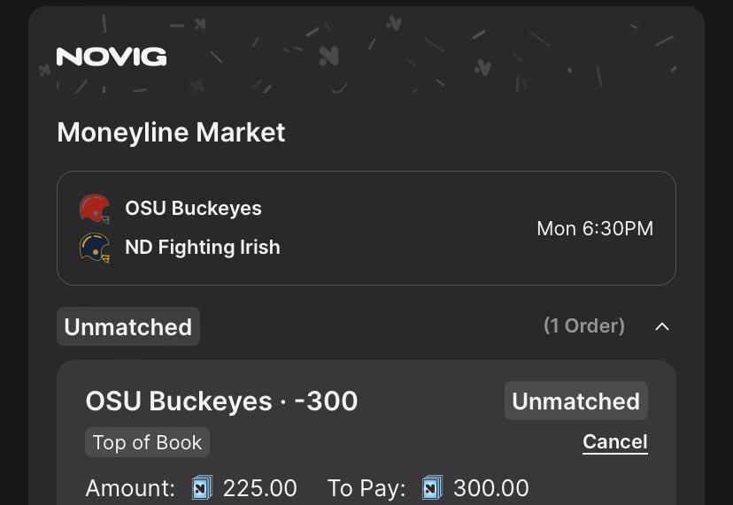 Any Notre Dame fans want to go to Novig and put $75 on their ML +300😈 it’s better odds than Fliff and Rebet lol