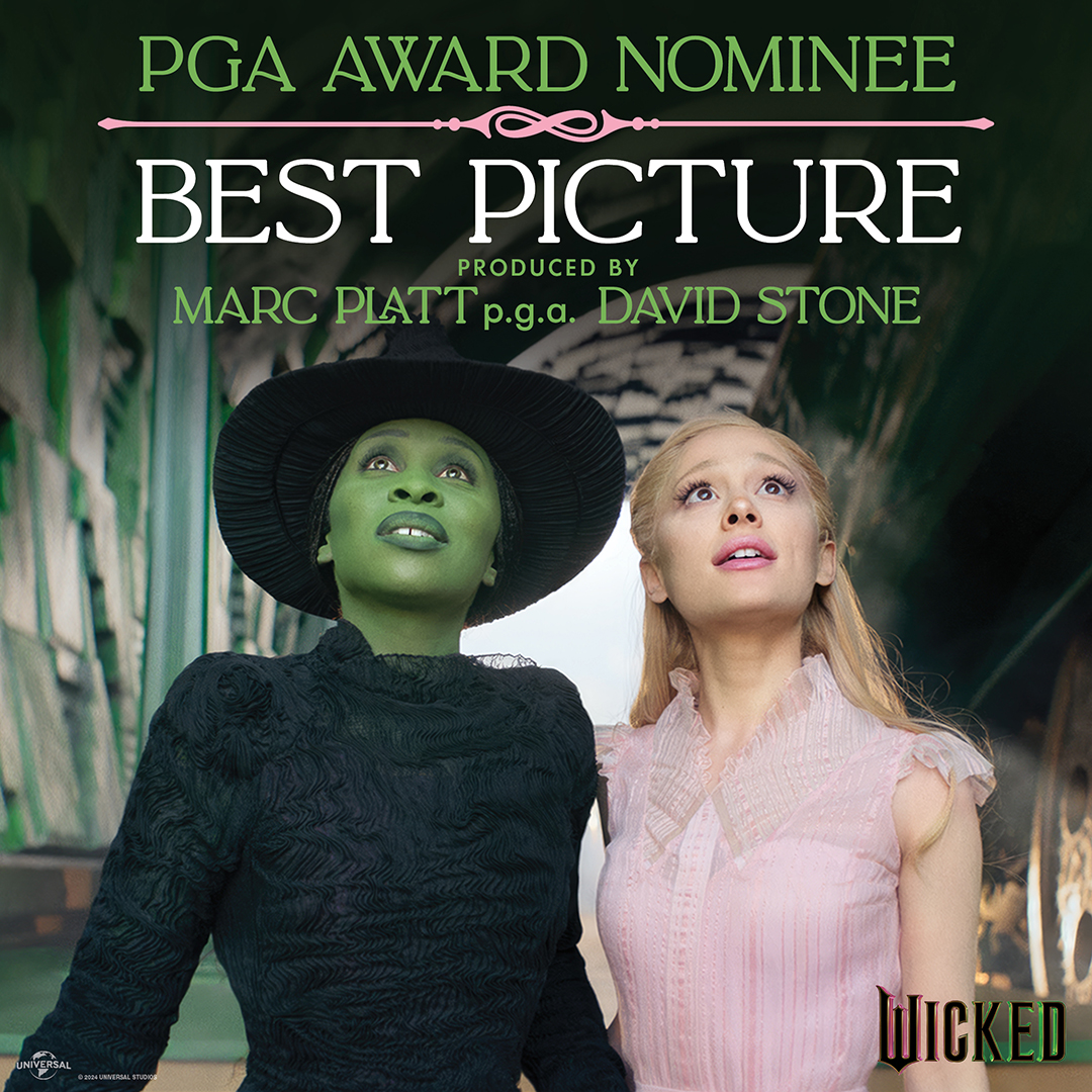 wickedmovie's tweet photo. Wicked has been nominated for Outstanding Producer of Theatrical Motion Pictures by the Producers Guild of America! https://t.co/dUjjQaGBt2
