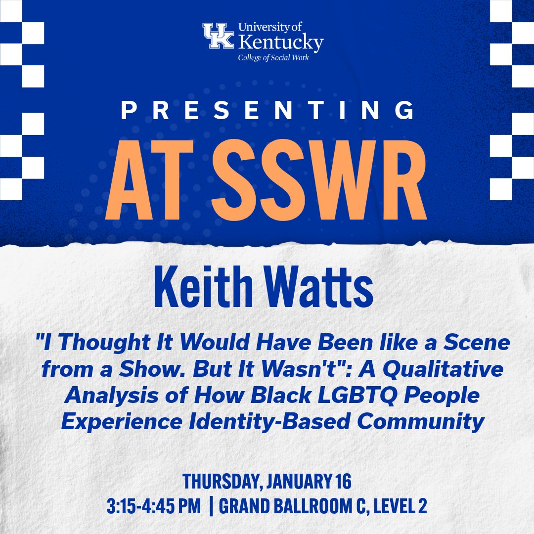 Join Kieth Watts at the <a href="/SSWRorg/">SSWR</a> Annual Conference for:
"I Thought It Would Have Been like a Scene from a Show. But It Wasn't"
📅 Jan 16 | 🕒 3:15–4:45 PM
📍 Grand Ballroom C, Level 2

#UKCoSW #SSWR2025 #Intersectionality