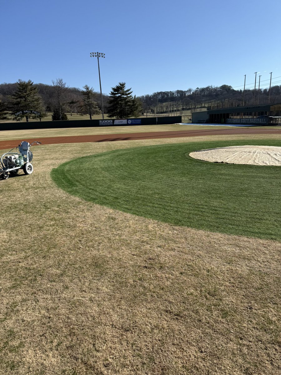 Here we have dormant Bermuda at Columbia State. College and high school baseball season start soon and we wanted to add some color to the infield. You can see the noticeable difference in color. 

Let us know if we can help help get your field April ready in February