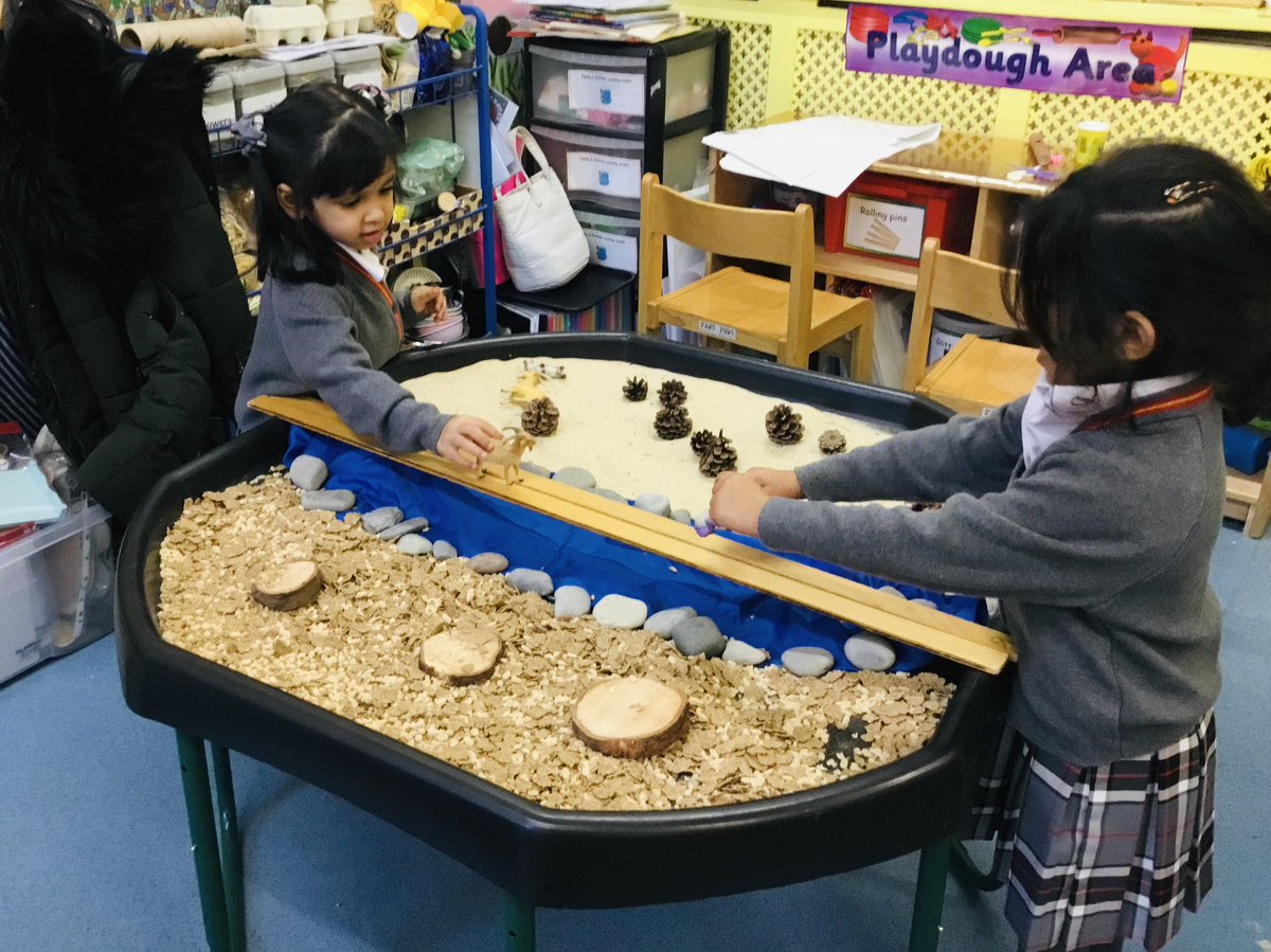 #SJCNursery
This week in nursery we have been listening to the story of The Three Billy Goats Gruff. We made ugly troll faces using paper plates  and found  the Three Billy Goats in the Tuff Tray.