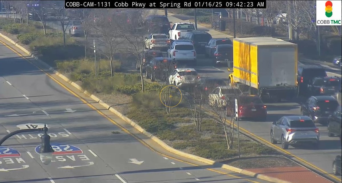 CobbDOT's tweet photo. Police activity blocking Spring Rd from Cumberland Blvd to Cobb Pkwy. #ATLTraffic https://t.co/z10cI7whE3