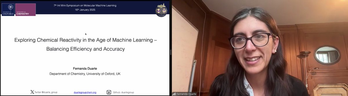 SPP 2363 (@spp2363) on Twitter photo Solvent effects? Reaction dynamics? 🔄🌊
Fernanda Duarte (<a href="/fjduarteg/">Fernanda Duarte</a>) is now on stage at the #7thMML Symposium discussing how #MachineLearning Potentials (MLPs) balance efficiency & accuracy in modeling chemical reactions in solution! 🧪🤖 Solvent effects? Reaction dynamics? 🔄🌊
Fernanda Duarte (<a href="/fjduarteg/">Fernanda Duarte</a>) is now on stage at the #7thMML Symposium discussing how #MachineLearning Potentials (MLPs) balance efficiency & accuracy in modeling chemical reactions in solution! 🧪🤖