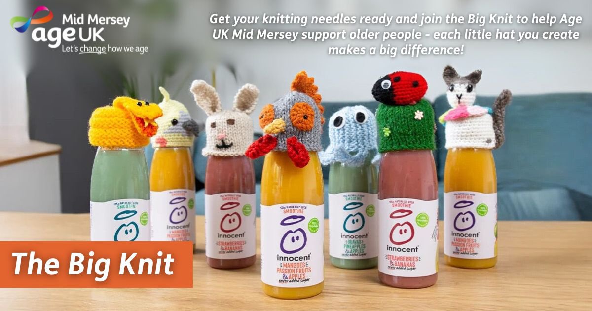 Join the #BigKnit and make a big difference! 🧶

How does it work? 
Knit a hat, send it by post or drop it off at our office in St Helens or Runcorn by 1st July 2025 and for every hat, a donation is made to us which will go towards helping us provide service for older people ☺️