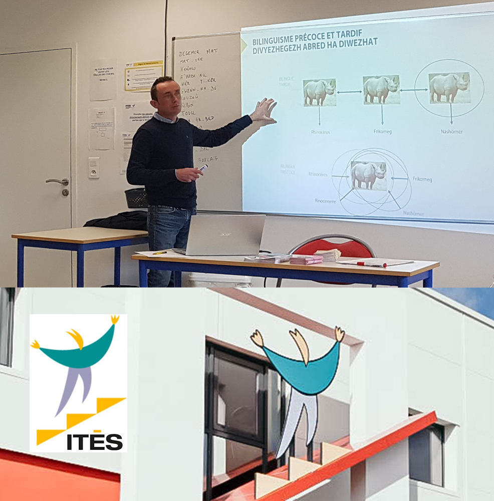 👨‍🏫 En ITES e #Kemper e oa an OPAB d'ar Yaou 9 a viz Genver evit kinnig perzhioù mat an divyezhegezh abred #brezhoneg-galleg d'ar studierien a heuilh ur stummadur TGM ADB (Ambrouger Desavadurel ar Vugaligoù). #bzhg