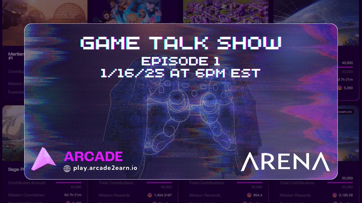 Join us as we kick off our new <a href="/thearena/"></a> stage at 6:00pm EST today! We'll be dropping some Arcade alpha, talking gaming, gamefi, markets, and more with co-hosts <a href="/missionpoole/">JP 👾</a>, <a href="/scoriox/"></a> and <a href="/Nijafe_Plays/">Nijafe_Plays GameFi ♊️ $LIZ</a>. 

arena.social/arcade2earn/st…

Cya then! 👾
