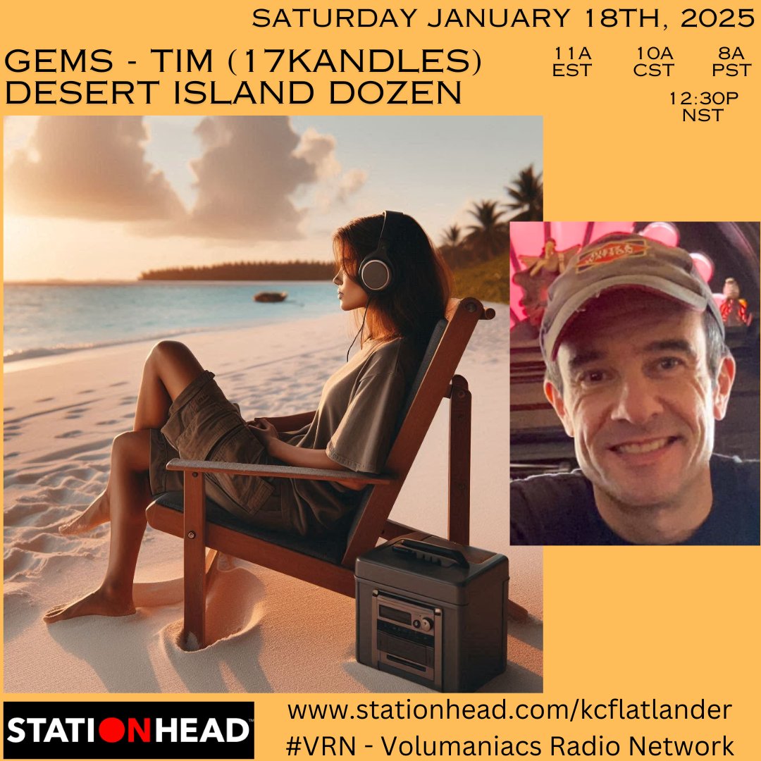 kcflatlander's tweet photo. This week, "Gems" features Tim's @17Kandles Desert Island Dozen. These are THE 12 songs he would bring to a desert island. Plus a few. :)
Join us on @STATIONHEAD Sat, Jan 18, 2025 11a EST, 8a PST.
Download the app or go to https://t.co/6VOabfCyBx #VRN https://t.co/7TAn2W9iAz