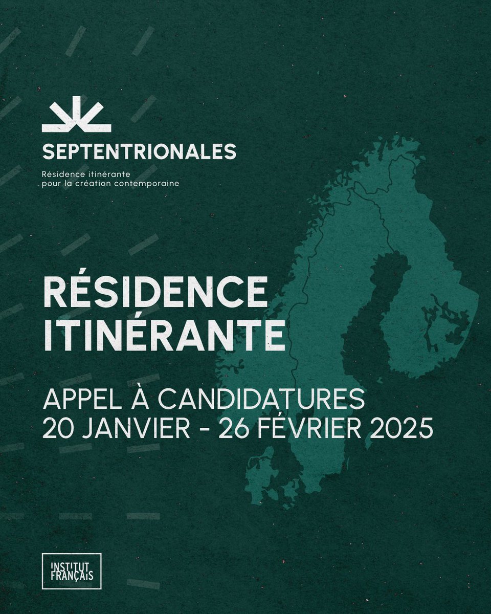 🎨 Vous êtes un.e artiste basé.e. en France dont le projet bénéficierait d’une immersion dans la région nordique ?

Envoyez votre candidature pour la résidence de recherche et d’exploration #Septentrionales le 26 février 2025 au plus tard 👉 bit.ly/42gvtTb