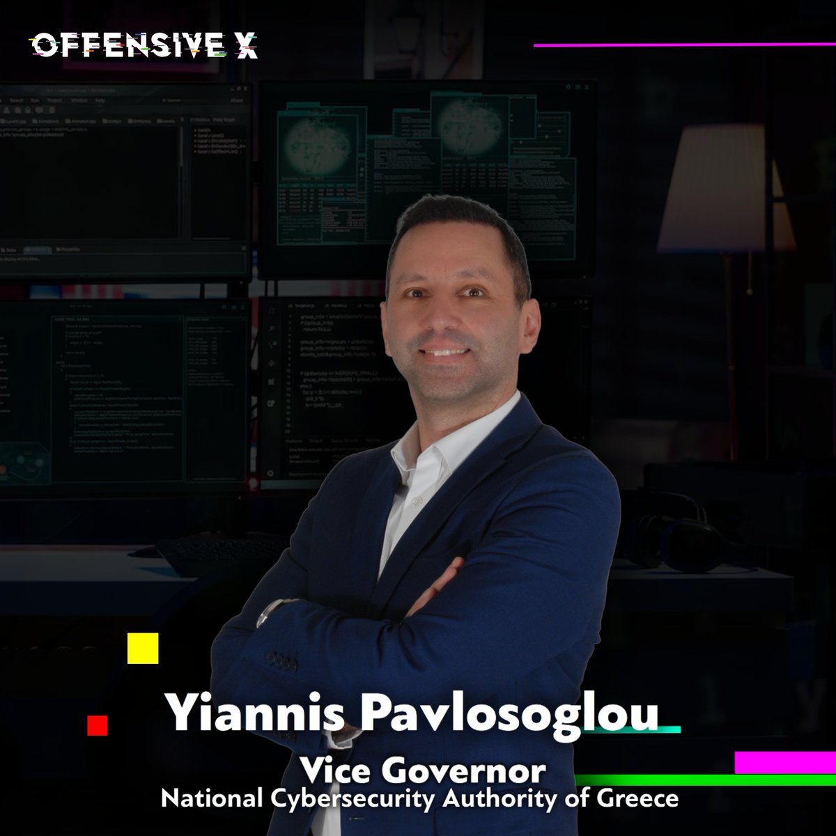 🚨 First Keynote for OffensiveX 2025

With a PhD in secure routing protocols, professional penetration testing experience, and contributions of over 10,000 lines of open-source code, Dr. Yiannis Pavlosoglou, Vice Governor of the National Cybersecurity Authority of Greece, will