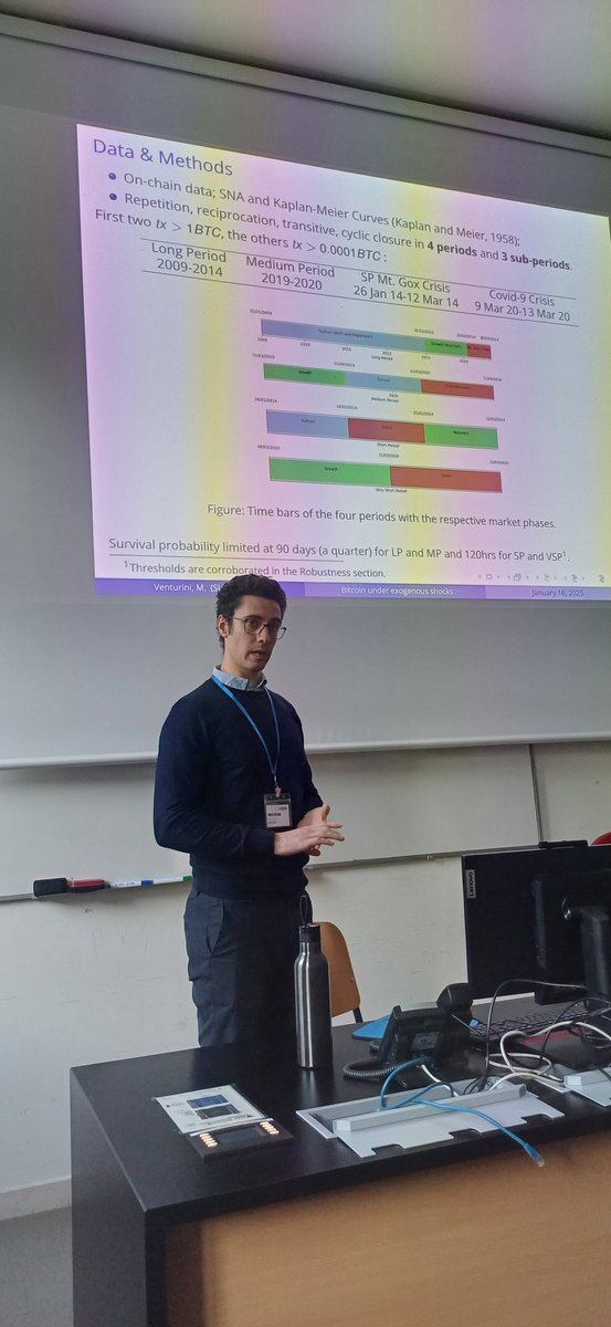 squazzoni's tweet photo. @MarcoV_98 from our @LaStatale @BehaveLab_unimi presents his latest paper on #Bitcoin #cryptomarket transaction #network adaptation under exogeneous #shocks at the #cs2italy conference at @UniTrento! https://t.co/jojC9XpkAY