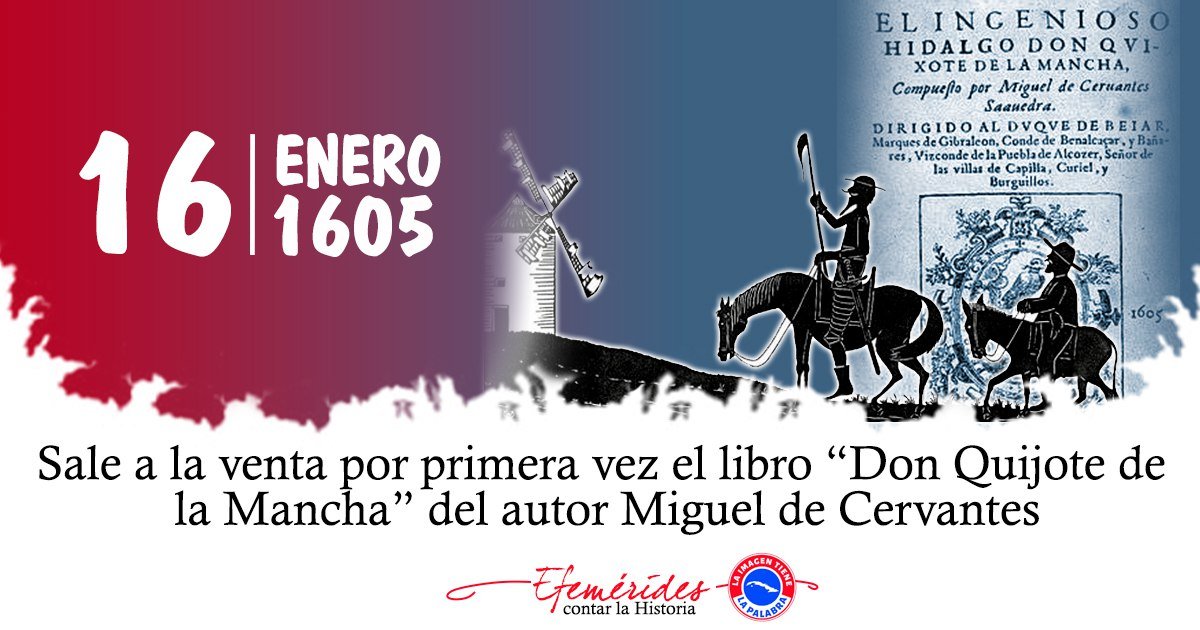 DrakeEglis's tweet photo. #TenemosMemoria 
Hace 420 años que salió a la venta por primera vez el libro "Don Quijote de la Mancha", obra de cuantioso valor por las enseñanzas que transmite.
#ARCOSVaradero
#MatancerosEnVictoria https://t.co/mAnmndfHkH