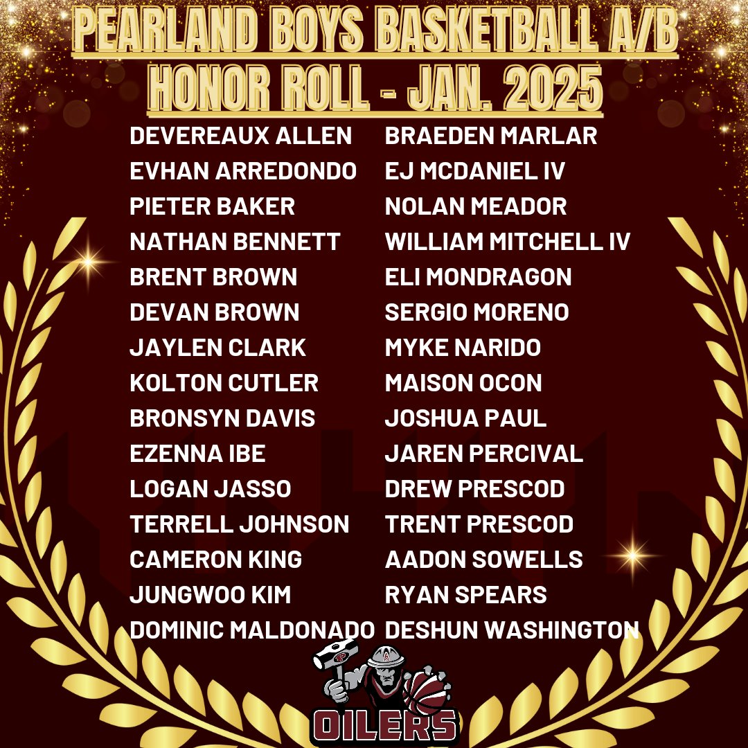 Congrats to our student-athletes that EARNED Honor Roll Recognition for the 2nd Term!  Continue to pursue excellence both on &amp; off the court! #HonorRoll #StudentsFirst #PursueExcellence 
<a href="/PearlandHighSch/">Pearland High School</a> <a href="/PearlandHSsport/">Pearland High School Athletics</a> <a href="/AthlPearlandisd/">Pearland ISD Athletics Department</a> <a href="/PearlandISD/">Pearland ISD</a>