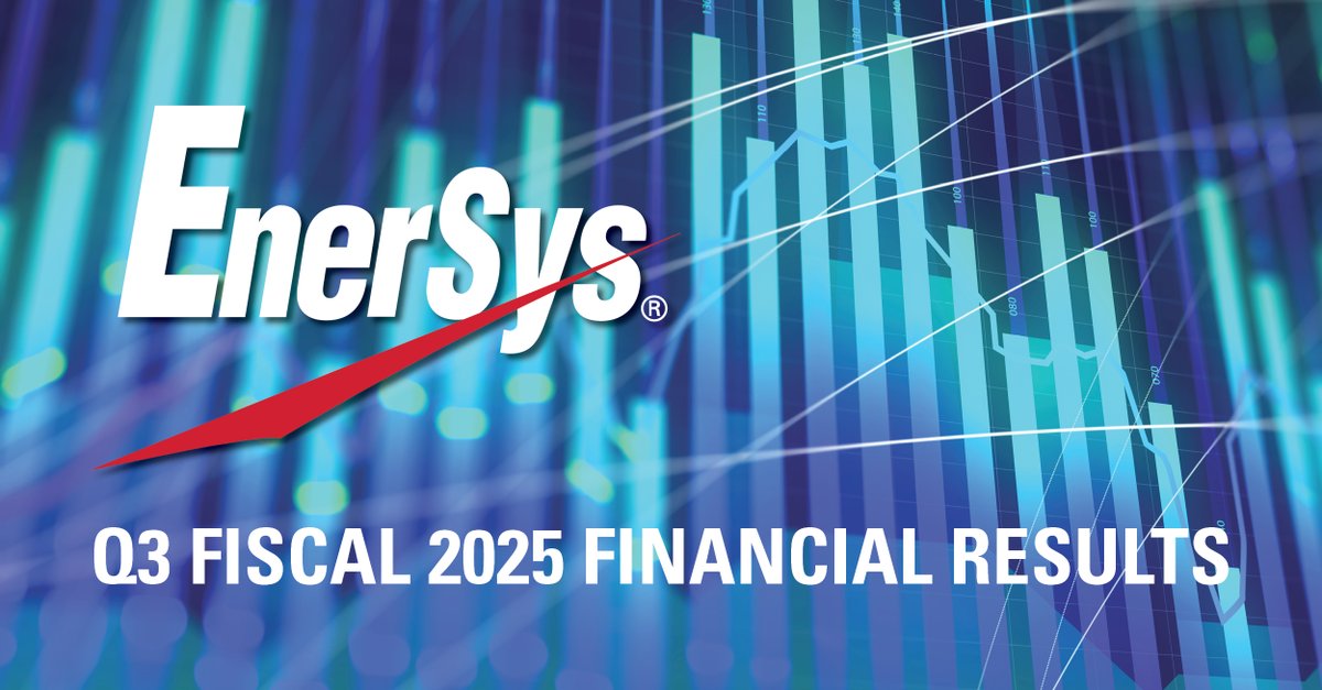 EnerSys to announce Q3 FY25 financial results on, 2/5! Save the date and join the webcast on 2/6 at 9:00AM ET by registering here: bit.ly/4fYBd9p

#FinancialResults #FinanceNews